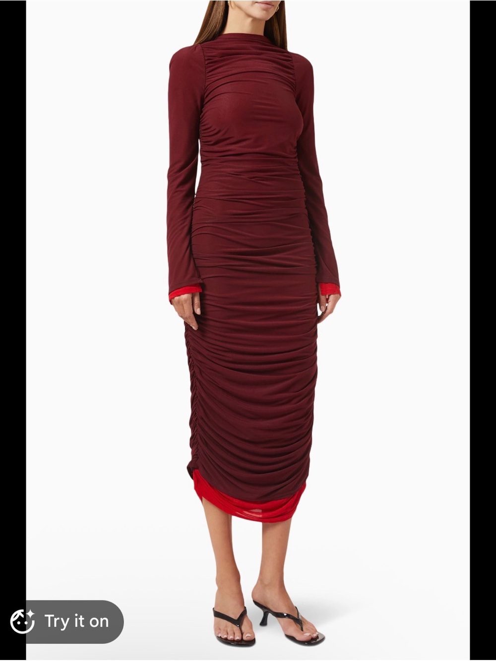 Simon Miller MESH Azora Mesh Midi Dress Burgundy Bodycon Women’s Size Medium NWT